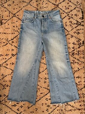 RAEY Light Blue Cropped Wide-Leg Jeans